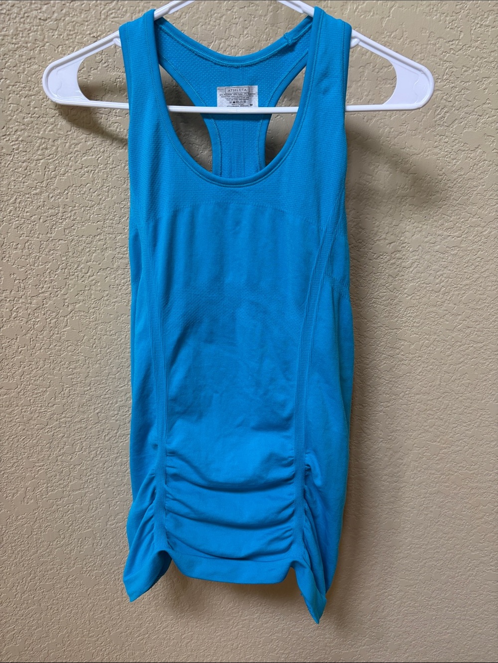 Athleta Bright Teal Racerback Tank with Side Ruching